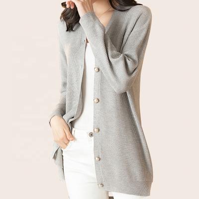 China Female Winter Anti-Shrink Long Sleeve Button Cardigan Warm Acrylic Knitted Coat for sale