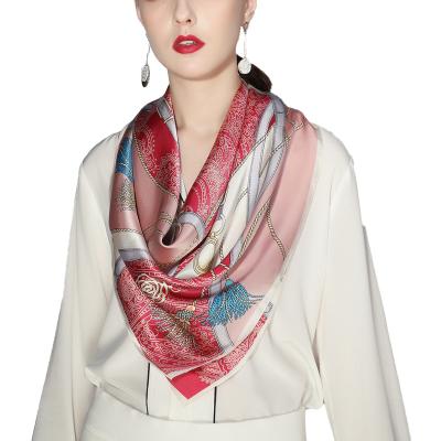 China Wholesale New Design Soft Smooth Custom Digital Printing Silk Feeling Square Scarf Accessory for sale