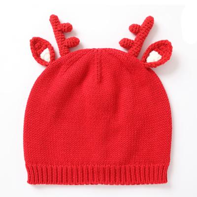 China Winter Festival Christmas Party Kids Antlers COMMON Christmas Knitted Beanies Hat for sale