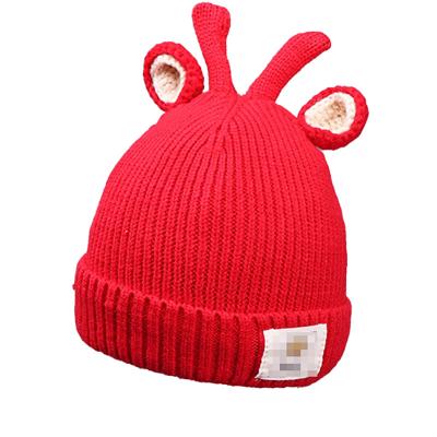 China COMMON Style Hat Kids Christmas Antler Hat Solid Color Cotton Adult Hat for sale