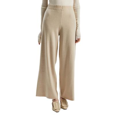 China Sale Winter Solid Color Anti-static Warm Casual Loose Women Knit Wide Leg Pants for sale