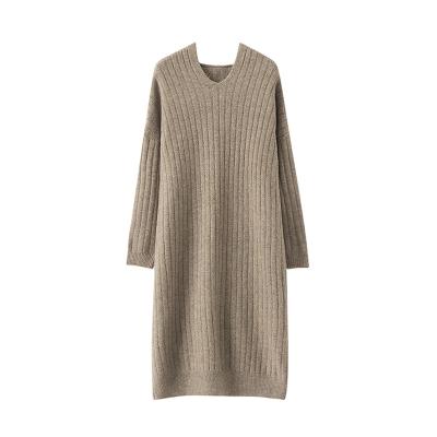 China Wholesale knitting lady winter Anti-wrinkle woolen women maxi long sleeve dresses for sale