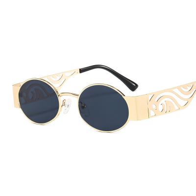 China Fashion Sunglasses 2022 Fashion Style Cool Lenses Around Black GRAY Custom Gold Metal Frame Men Women Sun Glasses for sale