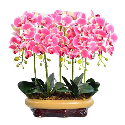 China Pu Centerpiece Decorations Phalaenopsis orchid artificial potted flowers  for Wedding decorate for sale