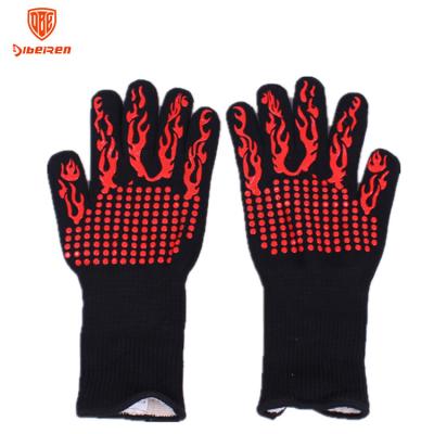 China Machine Washable Custom Aramid Fiber 1472F Extreme 800 Degree Dual Silicone Oven Grill BBQ Gloves for sale