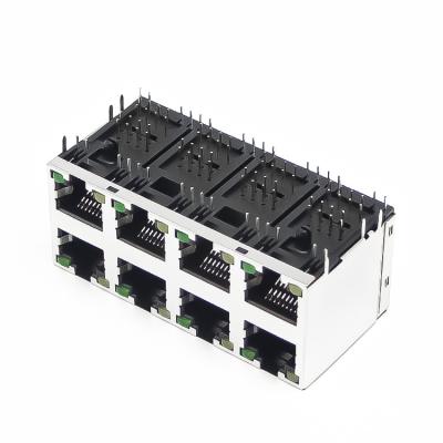 China Through hole 99 rj45 port 8 series ethernet rj45 connector jack PCB connector products t 8p8c pcb modular female connector Rj45 Jack 2x4 for sale