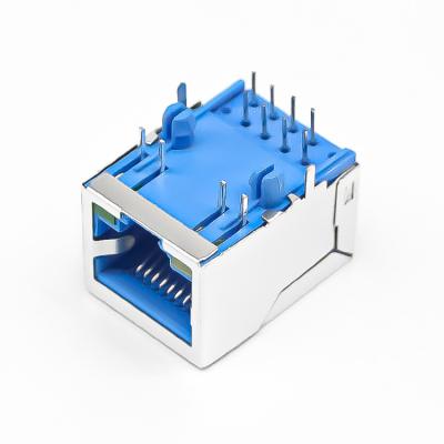 China Through Single Hole Port With Led 1000 Base-T 10pin Rj45 Female Connector for sale