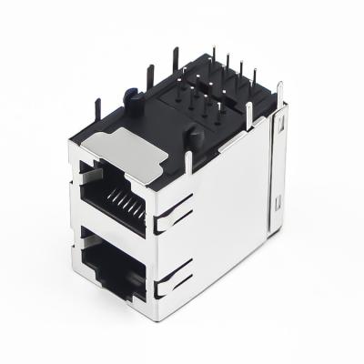 China Through Hole Without Magnetics With LED 2x1 Port Ethernet Rj45 Connector for sale