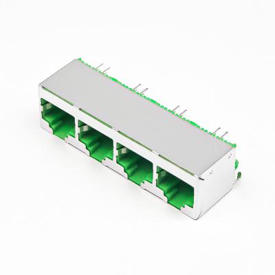 China Through Hole Made In China 8p8c Jack 1x4 Port Rj45 Modular Female Connector for sale