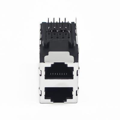 China Through Hole 99B01-2X1-A 8p8c Shielded Stacked 2x1 Rj45 Ethernet Connectors for sale