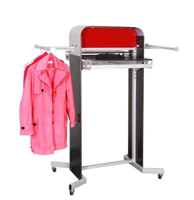 China Wholesale Hot Selling Easy 2 Rail Logo Metal Clothing Rack With Shelves Handing Clothing Store Retail Display Racks With 4 Wheels for sale