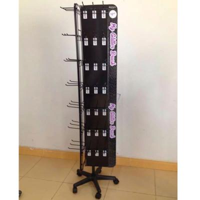 China 4 Metal Comb Display Stand Removable Sided Rotatable Small Goods Hanging Rack With Wheels for sale