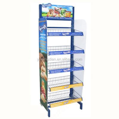 China Flooring Rack Floor Potato Chips Display Rack Metal Liers French Fries Display Stand Snack Rack Display for sale