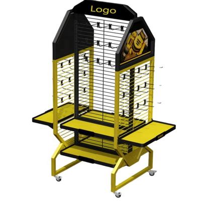 China Wholesale custom portable factory logo hardware tools display rack props and stands for hardware store with 4 wheels for sale