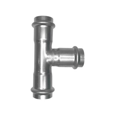 China Direct Beverage Pressed Equal Connection Tube Fittings 304 Stainless Steel Tee For Water Pipe Connection for sale