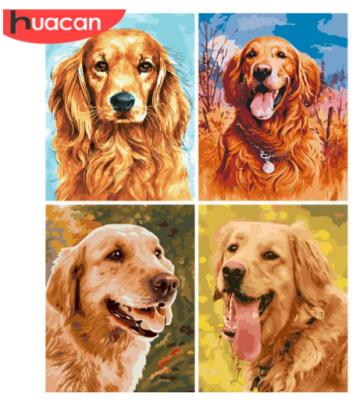 China HUACAN Abstract Dog Oil Painting DIY Animal Hand Painted Wall Art For Adults Picture By Numbers Gift Home Decor for sale