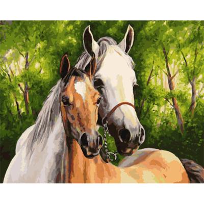 China American Hand Painted Wall Art Drawing Acrylic Picture By HUACAN Style Oil Painting DIY Animals Numbers Horse Gift Home Decor for sale