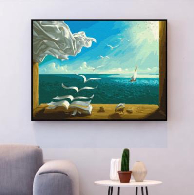 China HUACAN Modern Pictures By Numbers Sea Landscape Canvas Acrylic Drawing Oil Painting For Adults Home Decoration Gift for sale