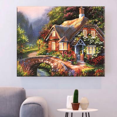 China HUACAN Modern Cross Stitch Embroidery Landscape Thread Painting DIY Sewing Kits 14CT Bedroom Home Decoration for sale