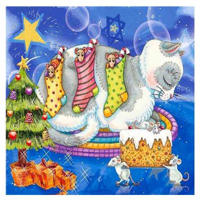 China New HUACAN Classic/Postmodern Dot Mosaic Arts and Crafts 5D DIY Diamond Painting Christmas Cartoon Animal Cat Mouse Diamond Embroidery Cross for sale