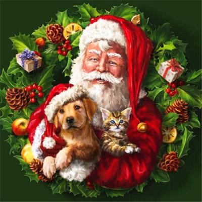 China HUACAN Best Prices Modern Diamond Paintings DIY Santa Claus Dog Diamond Embroidery Mosaic Christmas Wall Art and Home for sale