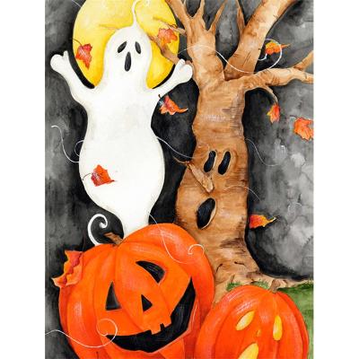 China Modern HUACAN 5d Square Drill Diamond Embroidery Halloween Pumpkin Ghost Tree Arts and Crafts Living Room Decor for sale