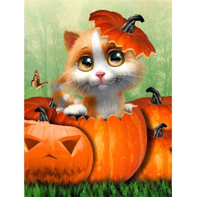 China Modern Diamond Embroidery Mosaic New Arrival Diamond Painting Halloween Animal Cat Fashion Pumpkin from HUACAN for sale