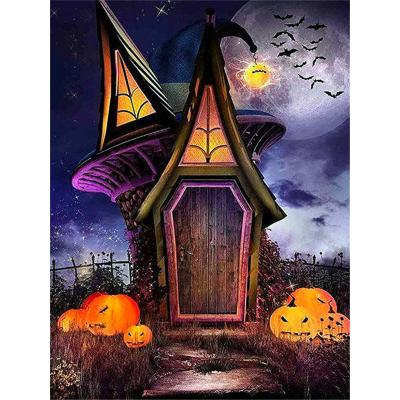 China Diamond Mosaic Kits Living Room Decor Diamond Painting Halloween House Moon Pumpkin Night Europe Resin Stones HUACAN for sale