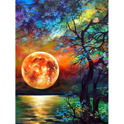 China New Moon 5D DIY Full Drill Diamond Landscape Painting Tree Faux Stone Classic/Postmodern Custom Picture Mosaic For Home Decor for sale