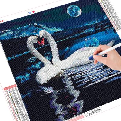 China 2021 Modern Diamond Painting Set Swan Lake Diamond Mosaic Full Animal Bedroom Decoration Wall Art for sale