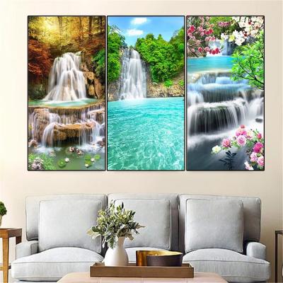 China Modern Room Decor from HUACAN 100% DIY Diamond Painting Waterfall Sailboat Landscape Diamond Embroidery Mosaic Sale River for sale