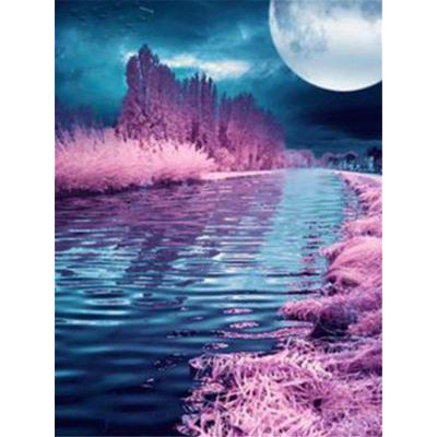 China Fashion of Yiwu Huacan 5d Diamond Art Painting Kits Landscape Wholesale Diamond Mosaic Full Moon Modern of Traditional Chinese for sale