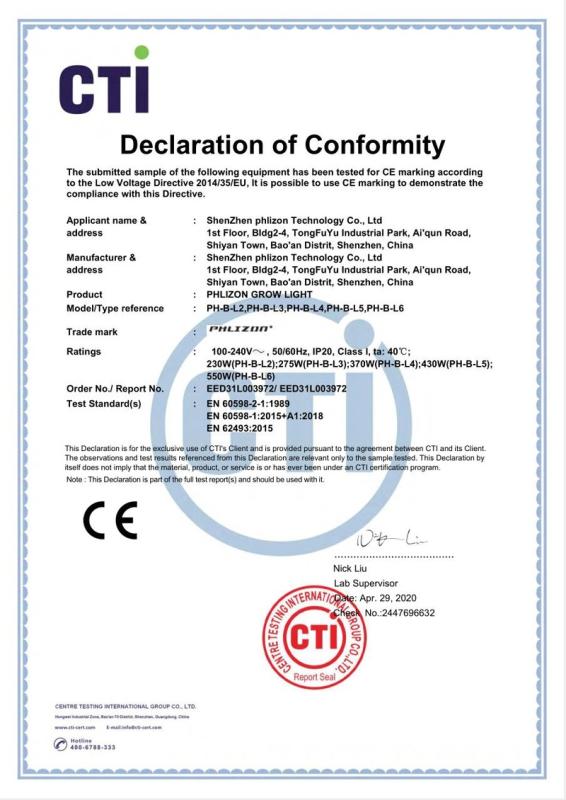 CE - Shenzhen Phlizon Technology Co., Ltd.