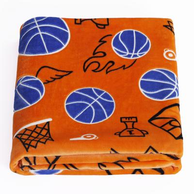 China PORTABLE Orange Basketball Porcelain Baby Blankets, Woven Polyester Glow In The Dark Blanket for sale