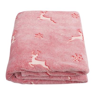 China PORTABLE Red Reindeer All Season Plush Blanket, Anime Deluxe Woven Glow in Dark Blanket for sale