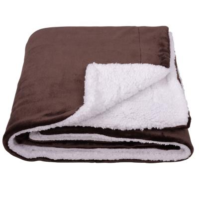 China PORTABLE Brown Reversible Super Soft Wool Blanket Throw, Single Sherpa Fleece Microplush Throw Blankets, Microfiber Blanket Paraguay for sale