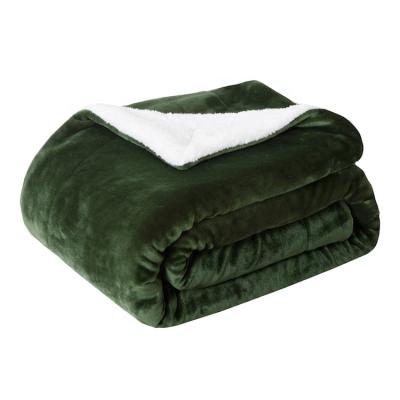 China PORTABLE Olive Green Home Double-Sided Super Soft Luxurious Plush Throw Blanket, Multifunctional Sherpa Fleece Throw Blanket for sale