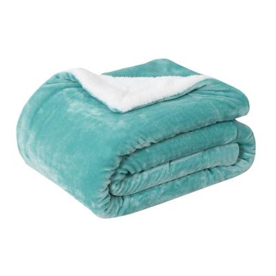 China PORTABLE double sided super soft wholesale blankets, lake green sherpa fleece single throw blanket, machine for personalized baby blankets for sale