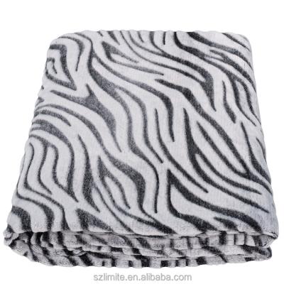 China Skin friendly zebra pattern black throw blankets 1 ply, warm winter blankets for double bed, fleece blankets and blankets for sale