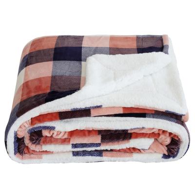 China Skin Friendly Super Soft Termic Blanket 2ply Sleep Blanket, Coral Pink Buffalo Plaid Custom Knit Throw Blanket, Polyester Sofa Blanket for sale