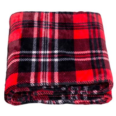 China Cozy Red and Gray Plaid Blanket for Bed, Wholesale Organic Muslin Wrap Blanket Blanket-for-Wholesale and Promotional Folding Sand for sale