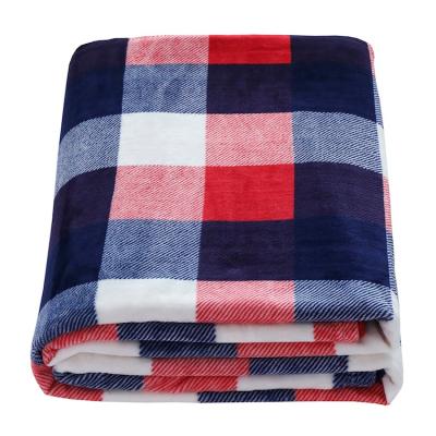 China Skin Friendly Red Blue Plaid Baby Blanket Cotton Spandex, Soft Plush Nap Stock Blankets Throw Fur Sherpa, 100% Polyester Blanket Sublimation for sale