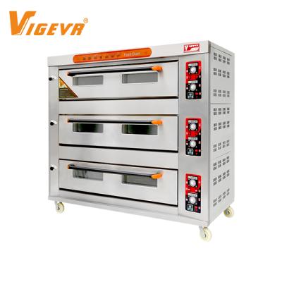 China High Efficiency 3 Platform 9 Tray Industrial Commercial Bakery Bread Electric Pizza Oven For Baking for sale