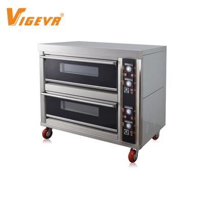 China High Efficiency 2 Deck 4 Deck Double Tray Professional Commercial Pizza Bread Bakery Gas Oven for sale