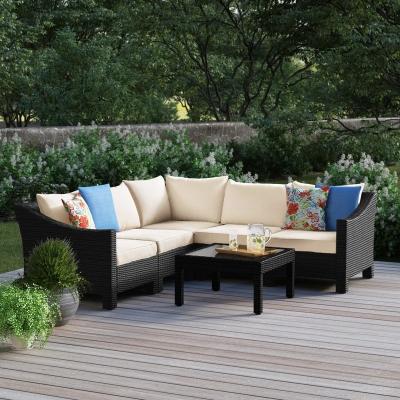 China Natural Corner Sofa Eco-freindly Rattan Wicker / High Quality Rattan 4 - Person Seating Group With Cushions for sale