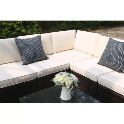 China Eco-freindly outdoor high quality natural rattan wicker sofa corner left hand facing patio sectional with cushions for sale