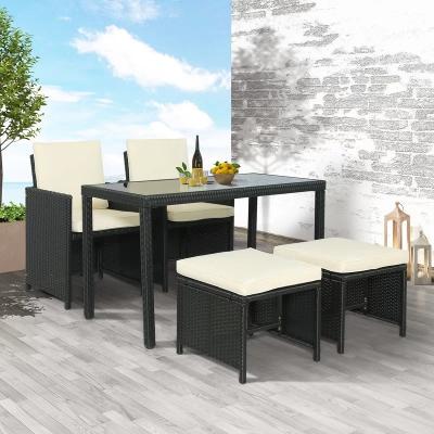 China Modern DINING TABLE AND CHAIR Bench Set Chair Seat Outdoor Dining Table Park Customized ratten outdoor furniture set giardino for sale