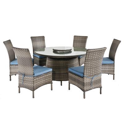 China Hot Sale Traditional Wicker Rattan Furniture 7 PCS Outdoor Dining Set for sale