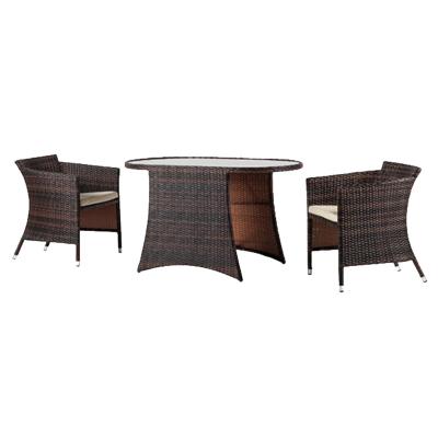 China Modern Modern Style Restaurant Patio Garden Furniture Rattan Bistros Set Rattan Dining Table Chair Set for sale