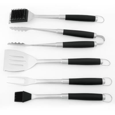 China 2021 New Design Easily Cleaned Professional Grill Tools Outdoor Stainless Steel 5pcs TPR Handle BBQ Tool Kit for sale